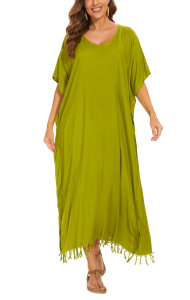 Avocado green Solid Caftan Kaftan Loungewear Maxi Plus Size Long Loose Dress 3X 4XS10013655_0_image_IJUST_WORKING