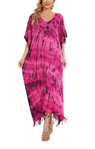 Fuchsia Hippie Tie Dye Caftan Kaftan Loungewear Maxi Plus Size Long Dress 3X 4XS10014149_0_image_IJUST_WORKING