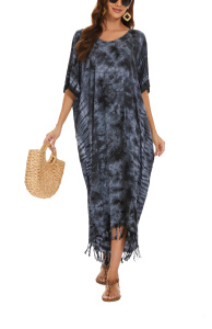 Grey Hippie Tie Dye Caftan Kaftan Loungewear Maxi Plus Size Long Dress 3X 4XS10014150_0_image_IJUST_WORKING