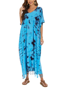 Blue Hippie Tie Dye Caftan Kaftan Loungewear Maxi Plus Size Long Dress 3X 4XS10014152_0_image_IJUST_WORKING