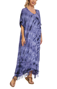 Dark blue Hippie Tie Dye Caftan Kaftan Loungewear Maxi Plus Size Long Dress XL 1X 2XS10014190_0_image_IJUST_WORKING