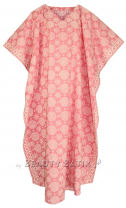 Pink Hand Blocked Batik Hippie Caftan Kaftan Loungewear Maxi Plus Size Long Dress 3X 4XS10014254-MU_0_image_IJUST_WORKING