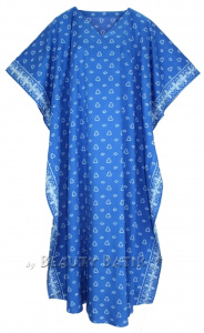 Blue Hand Blocked Batik Hippie Caftan Kaftan Loungewear Maxi Plus Size Long Dress 3X 4XS10014255-MU_0_image_IJUST_WORKING