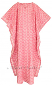 Pink Hand Blocked Batik Hippie Caftan Kaftan Loungewear Maxi Plus Size Long Dress 3X 4XS10014318_0_image_IJUST_WORKING