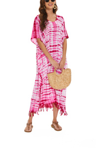 Fuchsia Hippie Tie Dye Caftan Kaftan Loungewear Maxi Plus Size Long Dress XL 1X 2XS10014323_0_image_IJUST_WORKING