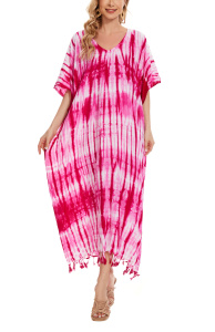 Fuchsia Hippie Tie Dye Caftan Kaftan Loungewear Maxi Plus Size Long Dress 3X 4XS10014395-MU_0_image_IJUST_WORKING