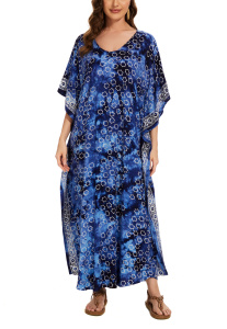 Dark blue Hand Blocked Batik Rayon Caftan Kaftan Loungewear Maxi Plus Size Long Dress 3X 4XS10014429_0_image_IJUST_WORKING