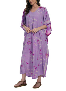 Mauve Hand Blocked Batik Rayon Caftan Kaftan Loungewear Maxi Plus Size Long Dress 3X 4XS10014435-MU_0_image_IJUST_WORKING