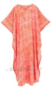 Coral Hand Blocked Batik Rayon Caftan Kaftan Loungewear Maxi Plus Size Long Dress 3X 4XS10014486_0_image_IJUST_WORKING