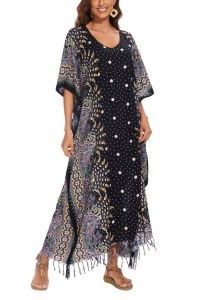 Black Flora Plus Size Kaftan Kimono Loungewear Maxi Long Dress 3X 4XS10014599_0_image_IJUST_WORKING