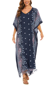 Dark blue Flora Plus Size Kaftan Kimono Loungewear Maxi Long Dress 3X 4XS10014601-MU_0_image_IJUST_WORKING