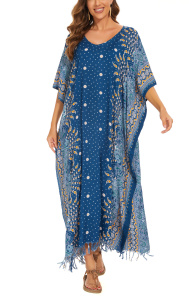 Teal blue Flora Plus Size Kaftan Kimono Loungewear Maxi Long Dress 3X 4XS10014602_0_image_IJUST_WORKING