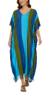 Multicoloured Stripe Caftan Kaftan Maxi Long Dress 1X 2X 3X 4XS10014739-MU_0_image_IJUST_WORKING