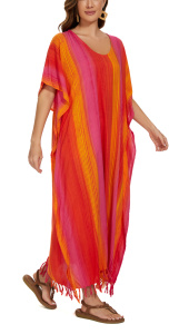 Orange Stripe Caftan Kaftan Maxi Long Dress 1X 2X 3X 4XS10014740-MU_0_image_IJUST_WORKING