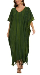 Green Stripe Caftan Kaftan Maxi Long Dress 1X 2X 3X 4XS10014741-MU_0_image_IJUST_WORKING