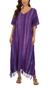 Purple Stripe Caftan Kaftan Maxi Long Dress 1X 2X 3X 4XS10014743-MU_0_image_IJUST_WORKING