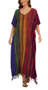 Multicoloured Stripe Caftan Kaftan Maxi Long Dress 1X 2X 3X 4XS10014747-MU_0_image_IJUST_WORKING