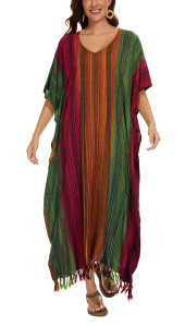 Multicoloured Stripe Caftan Kaftan Loungewear Maxi Plus Size Long Dress XL 1X 2XS10014755_0_image_IJUST_WORKING