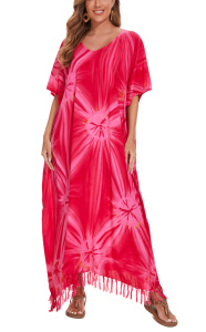 Fuchsia Hippie Tie Dye Caftan Kaftan Loungewear Maxi Plus Size Long Dress 3X 4XS10014815-MU_0_image_IJUST_WORKING