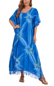 Blue Hippie Tie Dye Caftan Kaftan Loungewear Maxi Plus Size Long Dress 3X 4XS10014817-MU_0_image_IJUST_WORKING