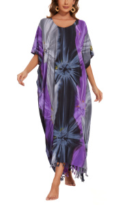 Multicoloured Hippie Tie Dye Caftan Kaftan Loungewear Maxi Plus Size Long Dress 3X 4XS10014820-MU_0_image_IJUST_WORKING