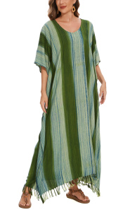 Olive Stripe Caftan Kaftan Maxi Long Dress 1X 2X 3X 4XS10014866-MU_0_image_IJUST_WORKING