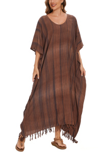 Brown Stripe Caftan Kaftan Maxi Long Dress 1X 2X 3X 4XS10014867-MU_0_image_IJUST_WORKING