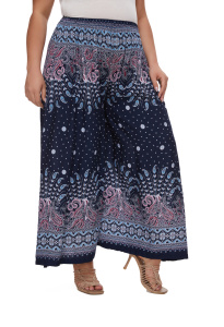 Dark blue Wide Leg Palazzo Pants Plus Size Hippie Bohemian Flora 1X 2XS20014577-MU_0_image_IJUST_WORKING