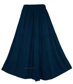 Navy blue Gypsy Long Maxi Tiered Peasant Skirt XL