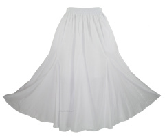 White Cotton Gypsy Long Maxi Godet Flare Skirt 1X 2X