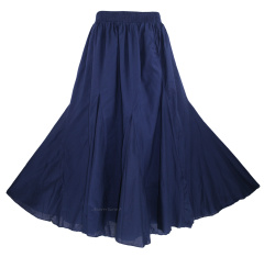 Navy blue Cotton Gypsy Long Maxi Godet Flare Skirt 3X