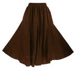 Brown Cotton Gypsy Long Maxi Godet Flare Skirt 1X 2X