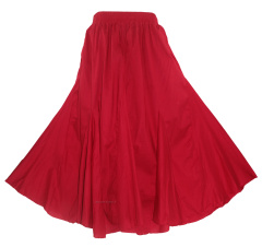 Red Cotton Gypsy Long Maxi Godet Flare Skirt 1X 2X