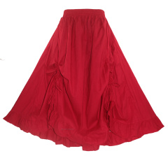 Red Cotton Gypsy Long Maxi Victorian Renaissance Flare Skirt 1X 2X