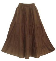 Brown Cotton Gypsy Long Maxi Tier Flare Skirt XL