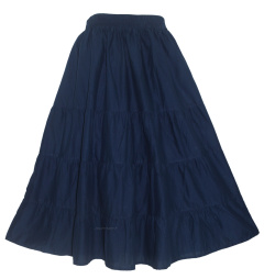 Navy blue Cotton Gypsy Long Maxi Tier Flare Skirt 3X