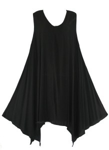 Black Plus Size Solid Basic Flowy Sleeveless Long Tank Tunic Tops 1X