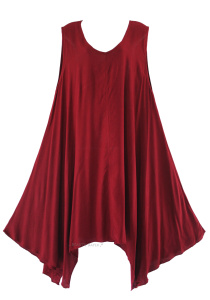 Maroon Plus Size Solid Basic Flowy Sleeveless Long Tank Tunic Tops 1X