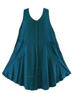 Teal blue Lagenlook Plus Size Sleeveless Vest Tunic Top 0X 1X