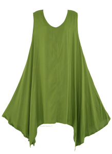 Avocado green Plus Size Solid Basic Flowy Sleeveless Long Tank Tunic Tops 1X