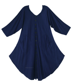 Navy blue Long Sleeve Lagenlook Plus Size Vest Tunic Top 0X 1X