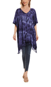 Dark blue HIPPIE Batik Tie Dye Plus Size Tunic Blouse Kaftan Top 3X 4XS40014097-MU_0_image_IJUST_WORKING