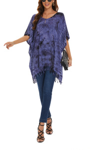 Dark blue HIPPIE Batik Tie Dye Plus Size Tunic Blouse Kaftan Top 3X 4XS40014103-MU_0_image_IJUST_WORKING