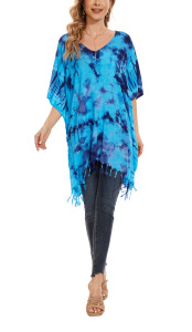 Blue HIPPIE Batik Tie Dye Plus Size Tunic Blouse Kaftan Top 3X 4XS40014104-MU_0_image_IJUST_WORKING