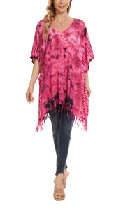 Fuchsia HIPPIE Batik Tie Dye Plus Size Tunic Blouse Kaftan Top 3X 4XS40014107-MU_0_image_IJUST_WORKING