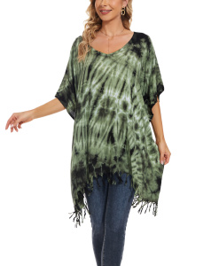 Green HIPPIE Batik Tie Dye Plus Size Tunic Blouse Kaftan Top XL 1X 2XS40014178_0_image_IJUST_WORKING