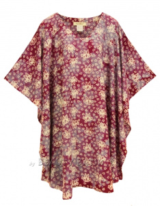 Red violet HIPPIE Batik Kaftan Plus Size Tunic Blouse Short Sleeve Top 3X 4XS40014325_0_image_IJUST_WORKING