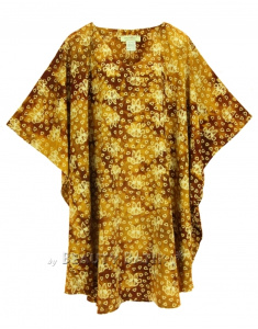 Brown HIPPIE Batik Kaftan Plus Size Tunic Blouse Short Sleeve Top 3X 4XS40014326_0_image_IJUST_WORKING