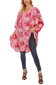 Fuchsia HIPPIE Batik Kaftan Plus Size Tunic Blouse Short Sleeve Top 3X 4XS40014335-MU_0_image_IJUST_WORKING