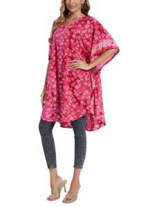 Fuchsia HIPPIE Batik Kaftan Plus Size Tunic Blouse Short Sleeve Top 3X 4XS40014344-MU_0_image_IJUST_WORKING